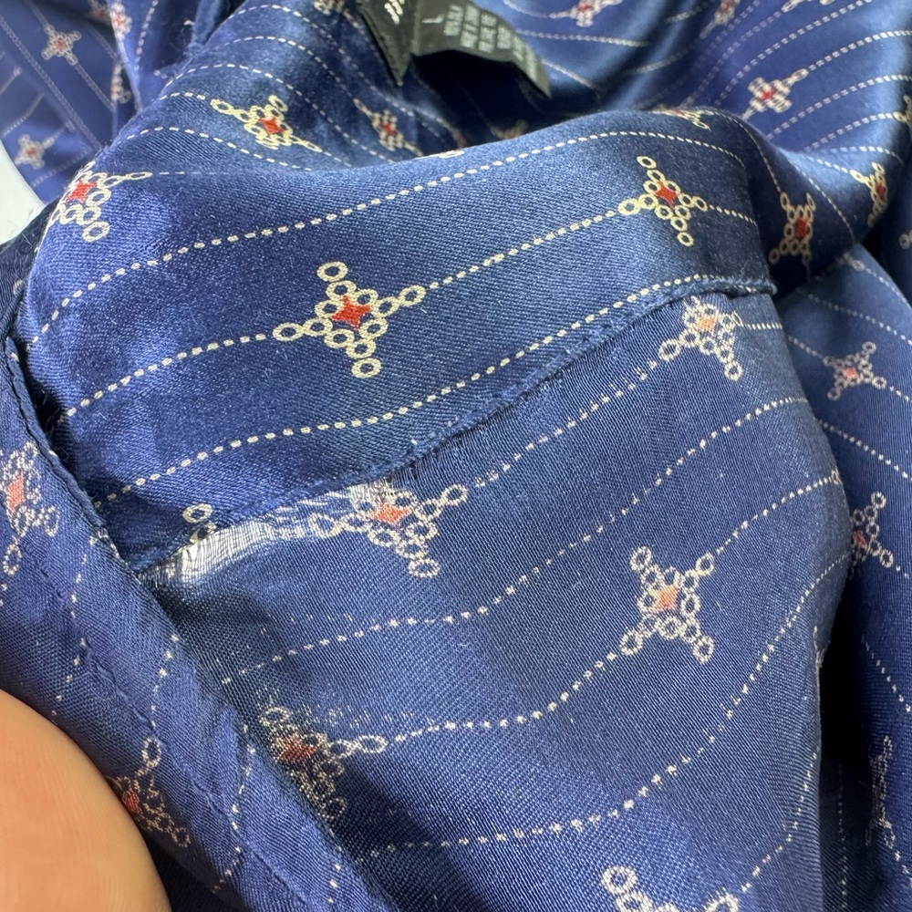 Intimo  Mens Blue pinstripes patterns Silk Robe Size large - Picture 7 of 8